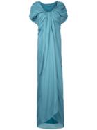 Paule Ka - Long Draped Woven Dress - Women - Silk - 44, Women's, Green, Silk