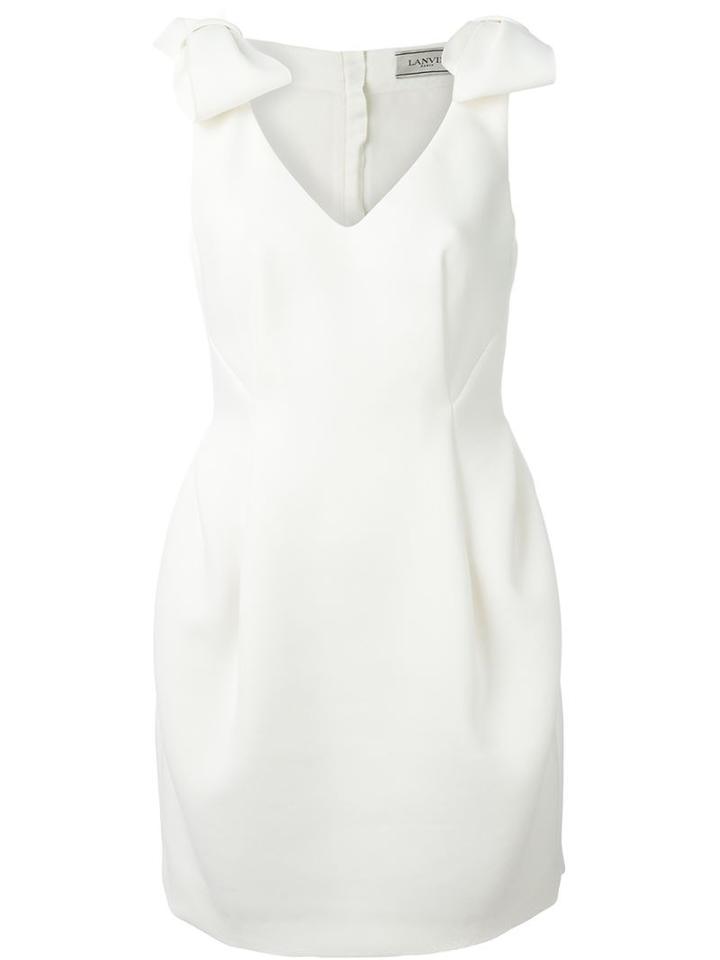 Lanvin V-neck Dress, Women's, Size: 40, White, Cotton/polyamide/spandex/elastane/spandex/elastane