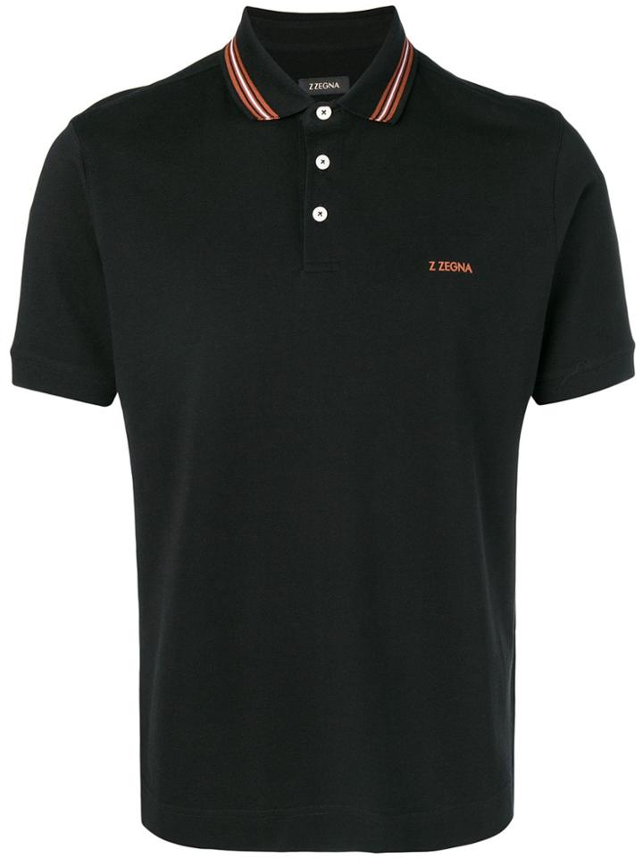 Z Zegna Stripe Trim Polo Shirt - Blue