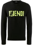 Fendi Logo Embroidered Jumper - Black