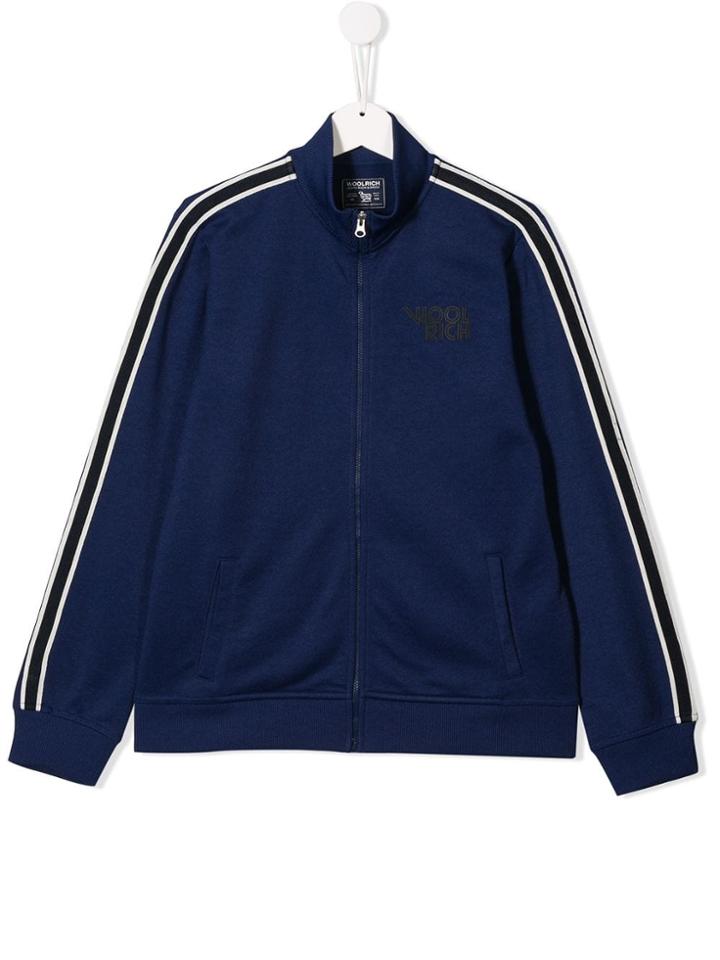 Woolrich Kids Logo Zipped Sweatshirt - Blue
