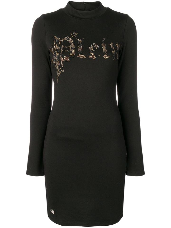 Philipp Plein Leopard Logo Print Dress - Black