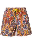 Etro Paisley Print All Over Swim Shorts - Orange