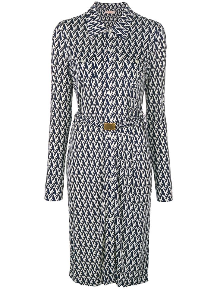 Tory Burch Lattice Print Shirt Dress - Blue