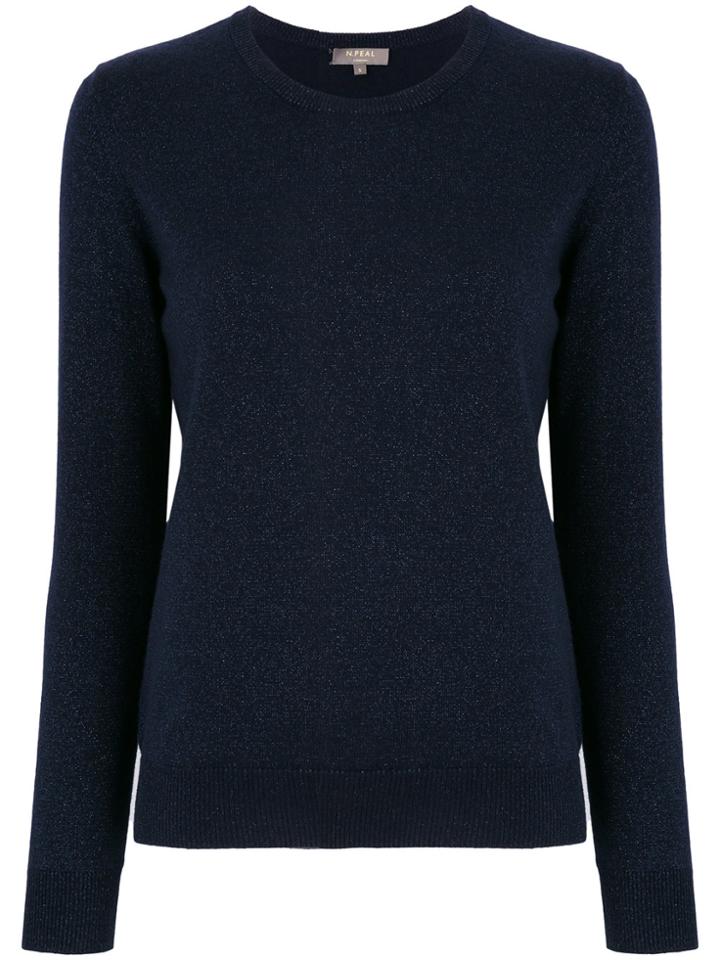 N.peal Round Neck Sparkly Sweater - Blue