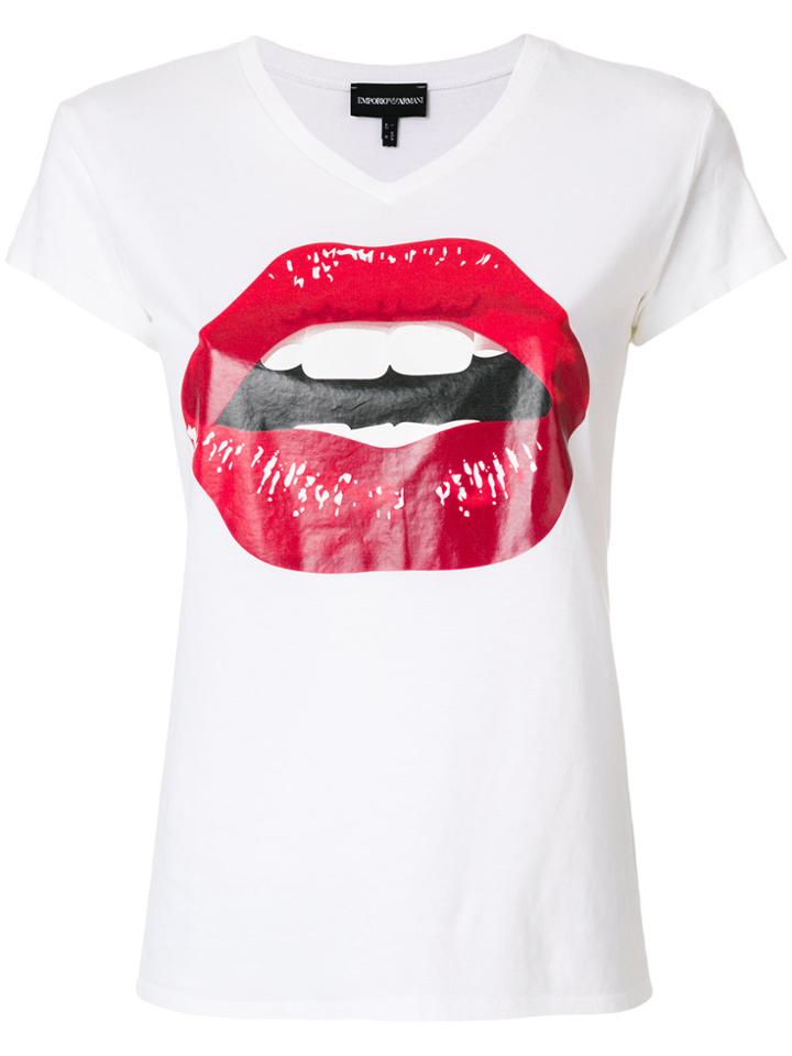 Giorgio Armani Vintage Red Lips Print T-shirt - White