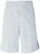 Moncler Gamme Bleu Striped Shorts, Men's, Size: 4, White, Cotton