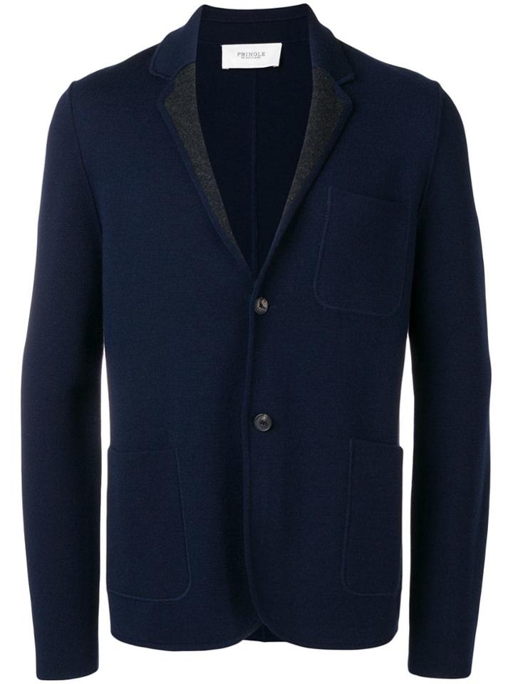 Pringle Of Scotland Knitted Single Breasted Jacket - Blue