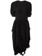 Simone Rocha Ruffled Asymmetric Dress, Women's, Size: 10, Black, Silk