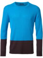 Guild Prime Ribbed Colour Block Jumper, Men's, Size: 1, Blue, Wool