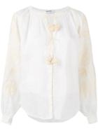 March 11 - Embroidered Peasant Blouse - Women - Linen/flax/acrylic - M, White, Linen/flax/acrylic