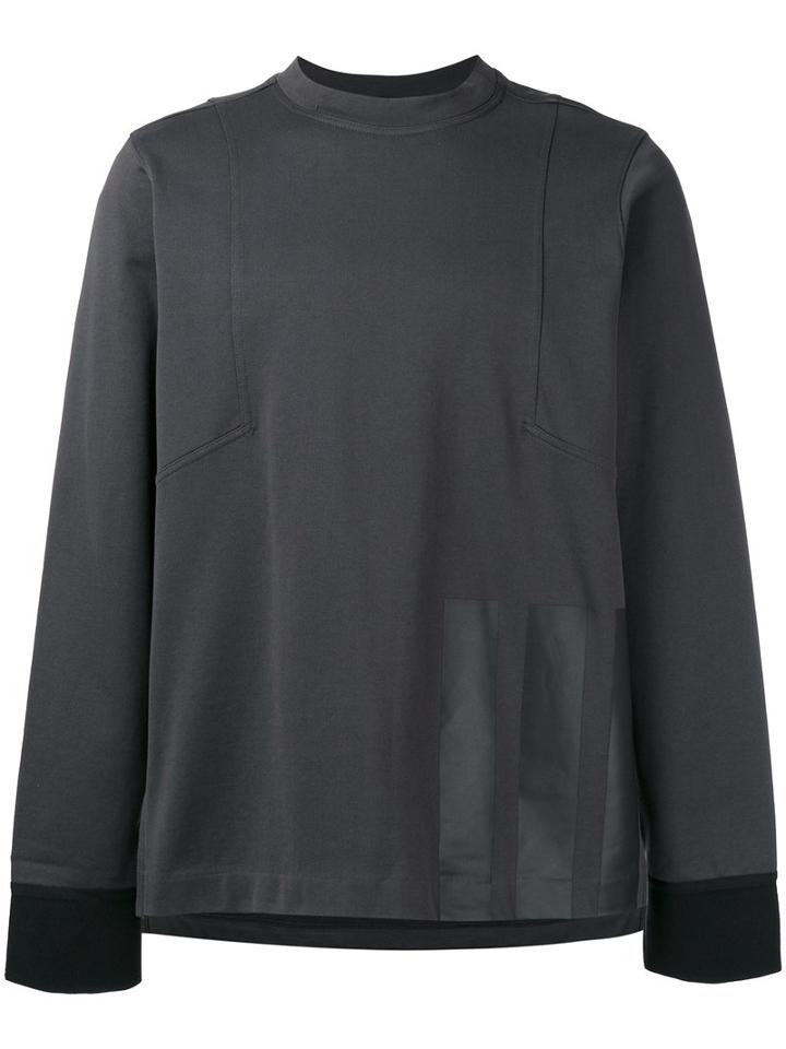 Y-3 Stripe Panel Sweatshirt, Men's, Size: Large, Grey, Cotton