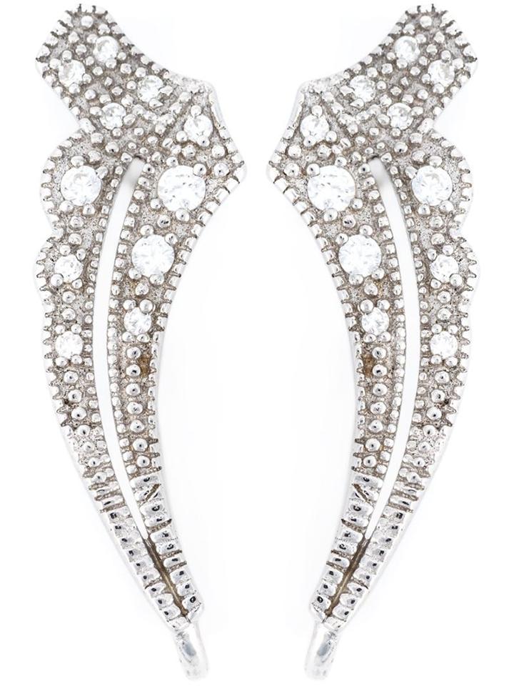V Jewellery Deco Apollo Earrings, Women's, Metallic, Silver