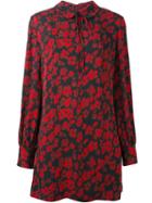 Mcq Alexander Mcqueen Japanese Flower Print Dress, Women's, Size: 40, Black, Silk/polyester/spandex/elastane