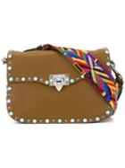 Valentino Valentino Garavani Rockstud Rolling Shoulder Bag, Women's, Brown, Calf Leather/metal (other)