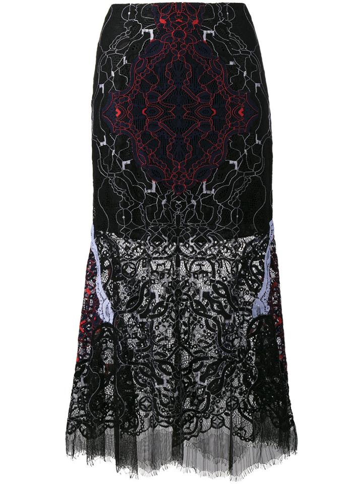 Jonathan Simkhai Lace Embroidered Sheer Skirt - Black