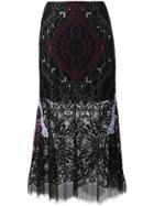 Jonathan Simkhai Lace Embroidered Sheer Skirt - Black