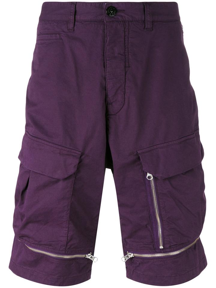 Stone Island Shadow Project - Zipped Deck Shorts - Men - Cotton/spandex/elastane - 48, Pink/purple, Cotton/spandex/elastane