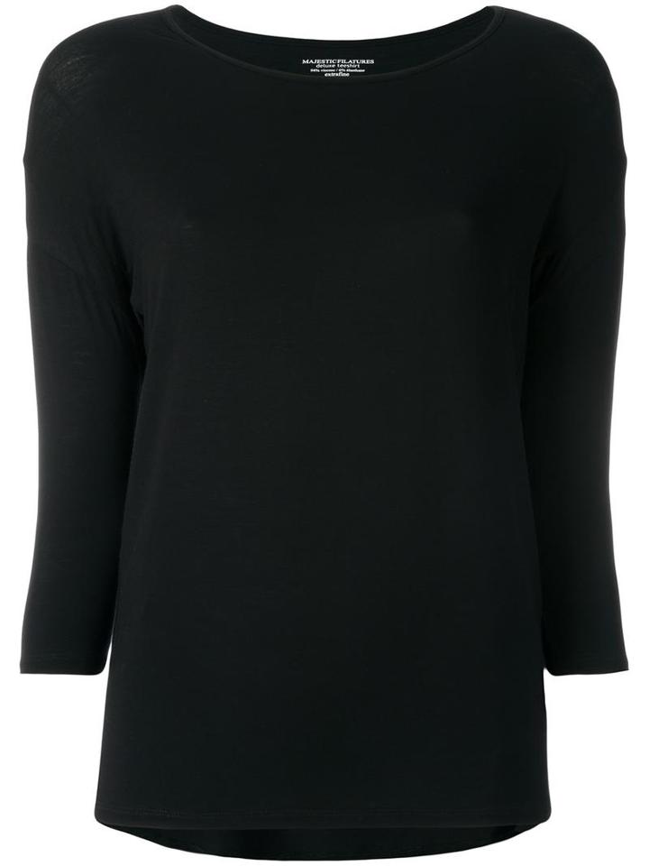 Majestic Filatures Three-quarters Sleeve T-shirt, Women's, Size: 2, Black, Spandex/elastane/viscose