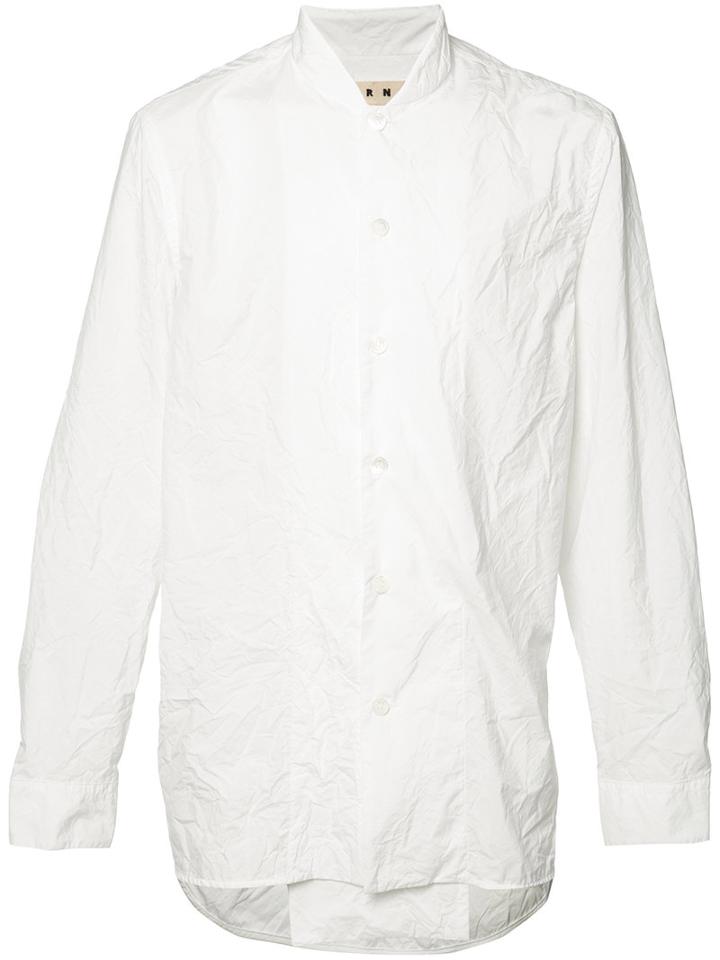 Marni Mandarin Concealed Placket Shirt, Men's, Size: 48, White, Polyester