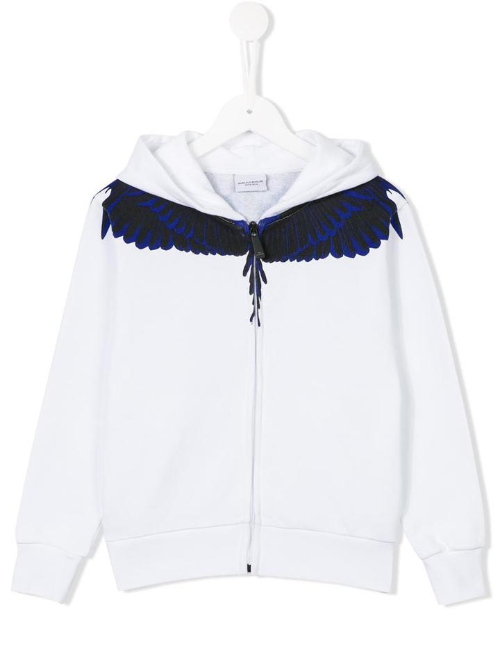 Marcelo Burlon County Of Milan Kids 'wings' Zipped Hoodie, Boy's, Size: 8 Yrs, White