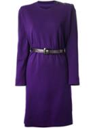 Yves Saint Laurent Vintage Belted Dress, Women's, Size: 38, Pink/purple