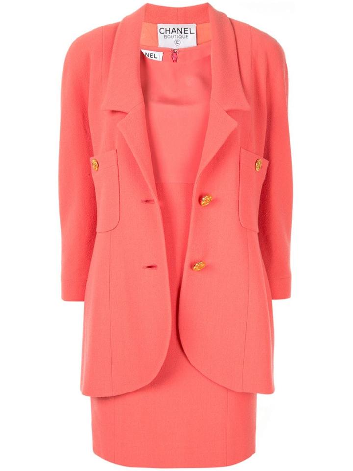 Chanel Vintage Cc Setup Suit Jacket Dress - Pink