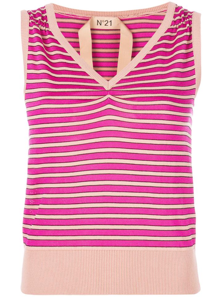 No21 Striped Knitted Vest Top - Pink & Purple