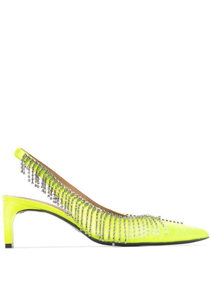 Area Embellished 50mm Slingback Pumps - Yellow
