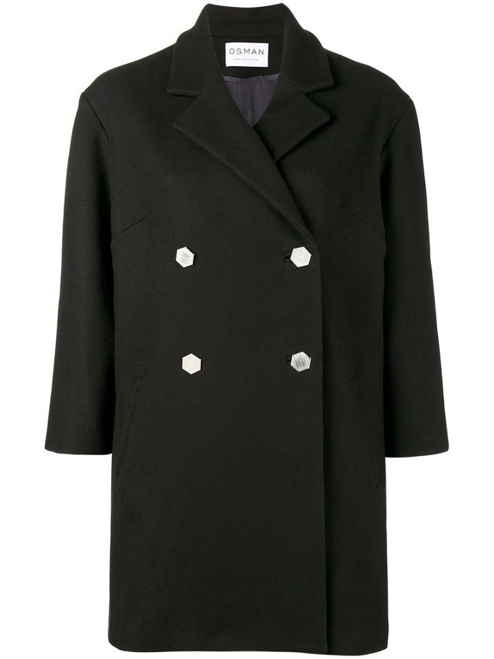 Osman - Double Breasted Balloon Coat - Women - Polyamide/viscose/cashmere/wool - 8, Blue, Polyamide/viscose/cashmere/wool