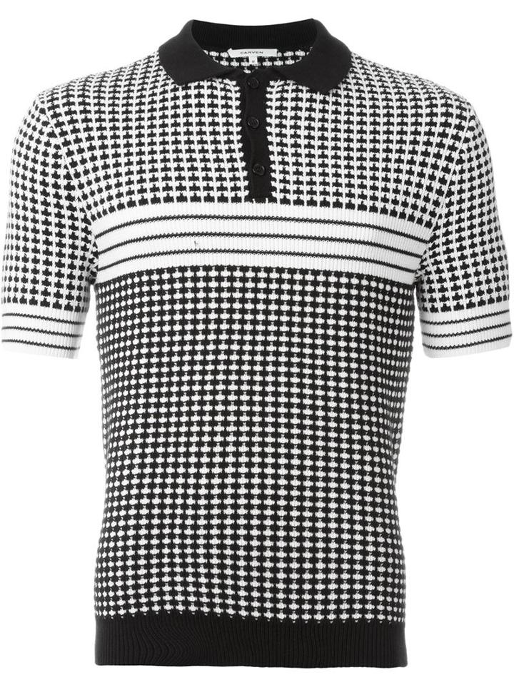 Carven Houndstooth Knit Polo Shirt