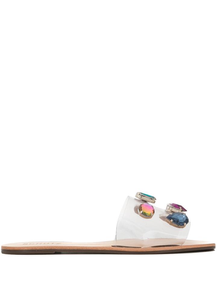 Schutz Embellished Slide Sandals - Brown