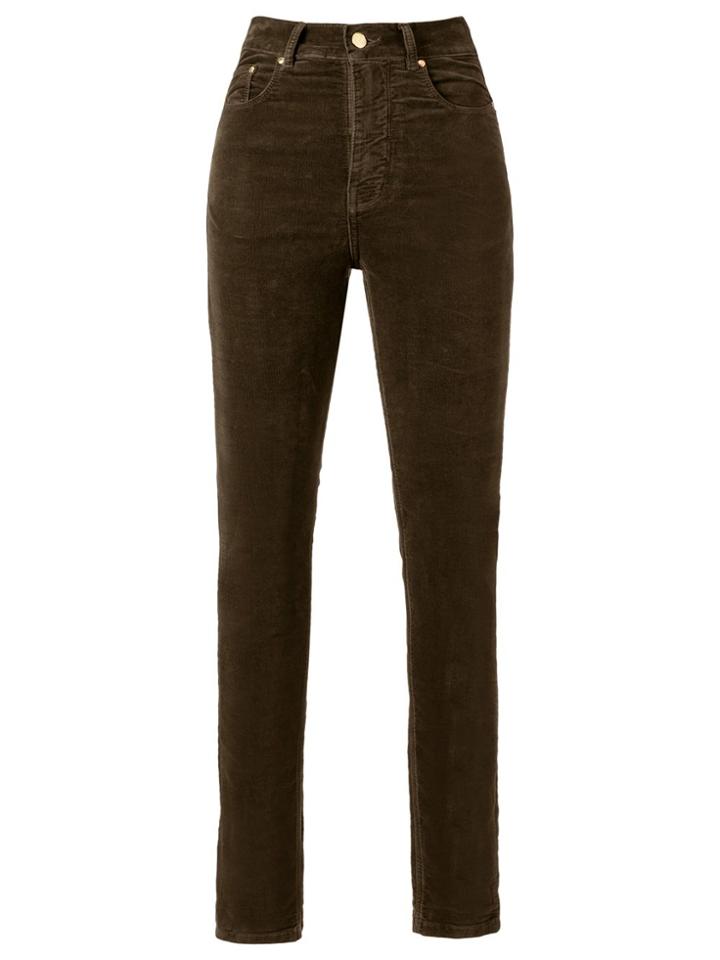 Amapô High Waist Velvet Skinny Trousers - Brown