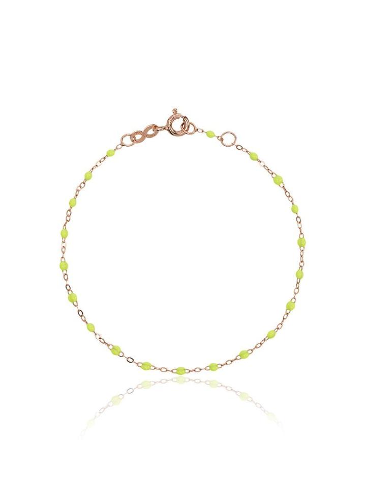 Gigi Clozeau Lime Green Rg Bead Rose Gold Bracelet - Yellow