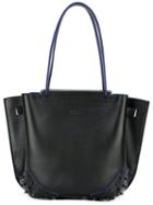 Tod's Double Handles Tote, Women's, Black, Calf Leather