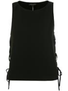 Rag & Bone - Lace-up Laterals Cropped Tank - Women - Polyester/triacetate - M, Black, Polyester/triacetate