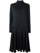 Y's Pleated Shirt Dress, Women's, Size: 40, Black, Wool