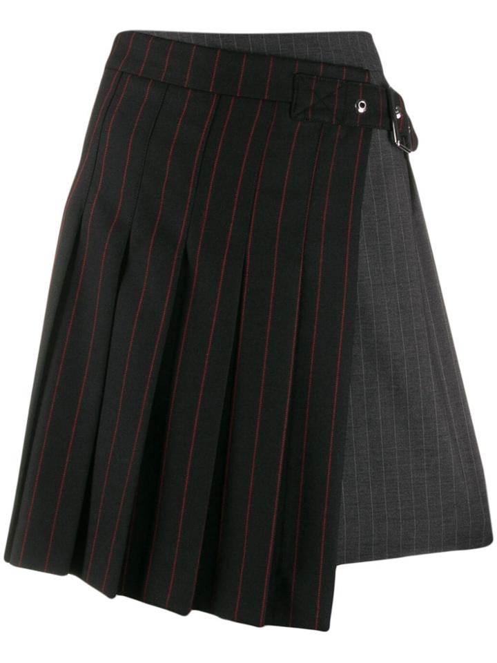 Mcq Alexander Mcqueen Pinstripe Buckled Skirt - Black