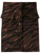Ymc Button-down Animal Pattern Skirt - Brown