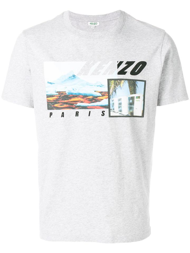 Kenzo Landscape Print T-shirt - Grey