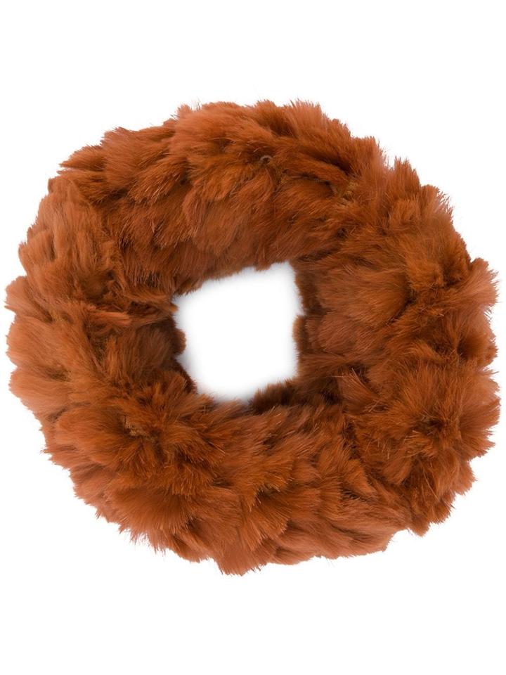 Yves Salomon Sheared Knit Snood - Yellow & Orange