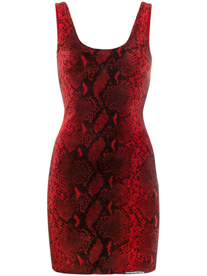 Alexander Wang Snake Print Dress - Red