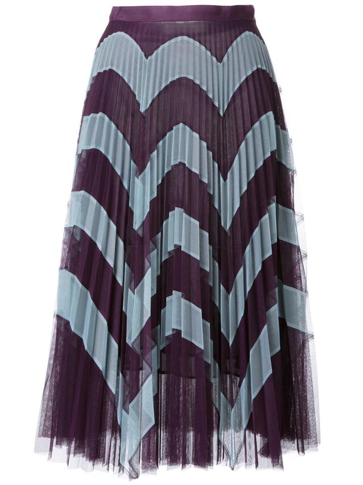Mary Katrantzou Zig-zag Print Pleated Skirt - Blue