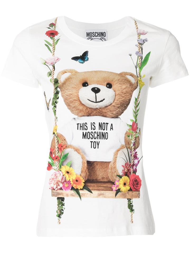 Moschino Floral Print Logo T-shirt - White
