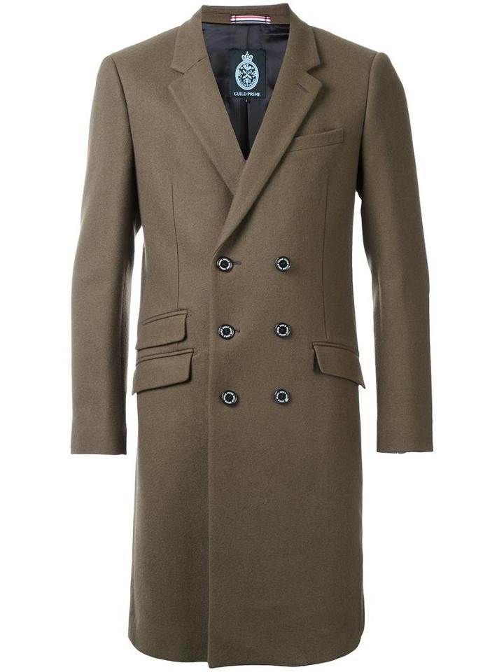 Guild Prime Double-breasted Mid Coat, Men's, Size: 3, Green, Lambs Wool