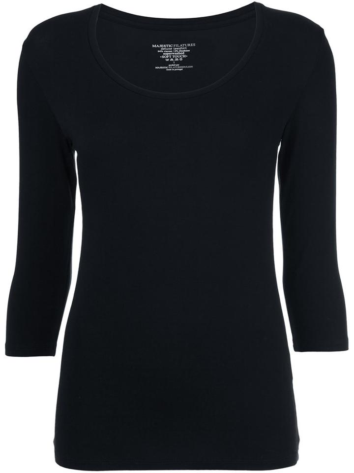 Majestic Filatures Scoop Neck T-shirt, Women's, Size: 3, Black, Spandex/elastane/viscose