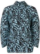 Solace London Pleated Animal Print Blouse - Blue
