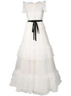 Loulou Tulle Panel Gown - White