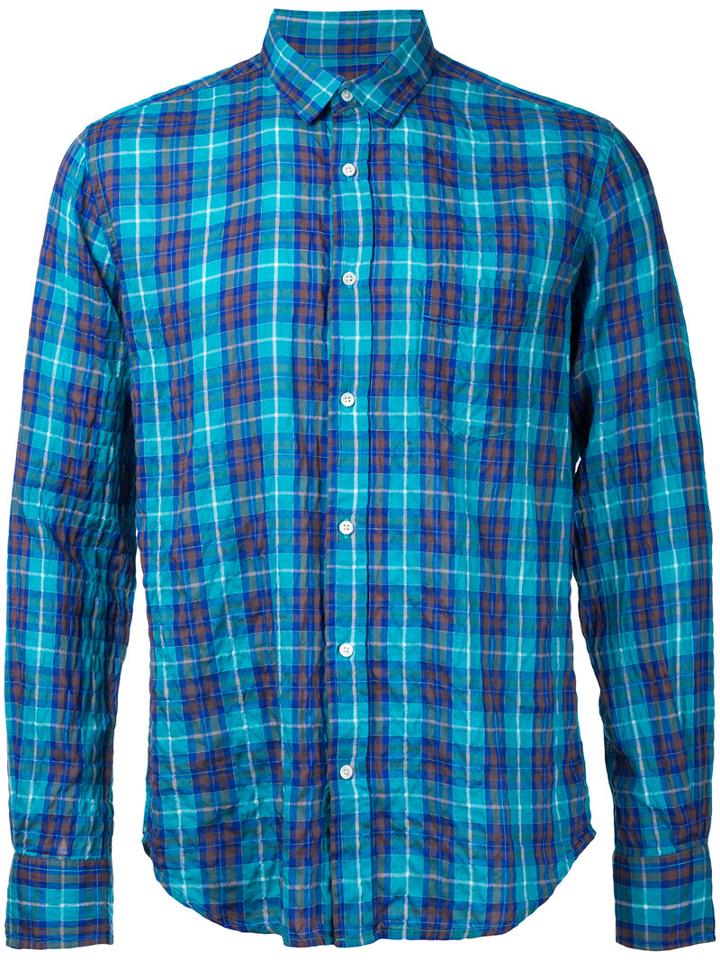 Estnation - Plaid Shirt - Men - Cotton - L, Blue, Cotton