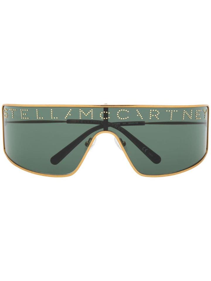 Stella Mccartney Eyewear Studded Logo Mask Sunglasses - Gold